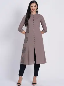 SUTI Ethnic Motifs Printed Mandarin Collar Block Print Cotton A-line Kurta