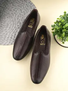 Hitz Men Textured Leather Formal Slip-On Shoes