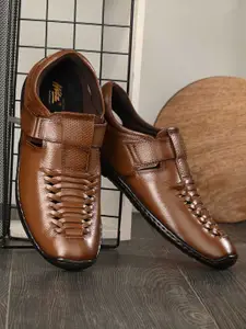 Hitz Men Tan Leather Fisherman Sandals