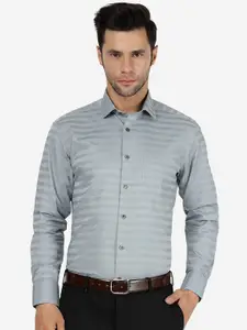 Greenfibre Horizontal Stripes Opaque Striped Cotton Casual Shirt