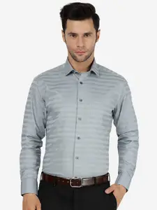 Greenfibre Horizontal Stripes Spread Collar Long Sleeves Casual Shirt