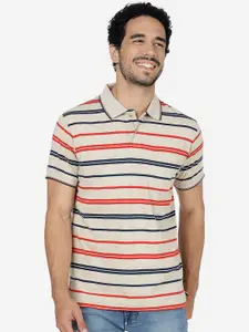 Greenfibre Striped Polo Collar Slim Fit Cotton T-shirt