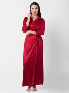 FashionRack Lace Shoulder Straps Sleeveless Satin Maxi Wrap Nightdress With Robe