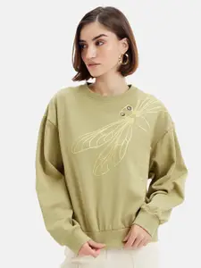 Kazo Graphic Printed Cotton Pullover Sweatshirt