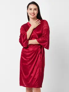 FashionRack Lace Inserted Regular Nightdress With Robe