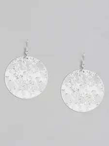 Sangria Silver-Plated Circular Drop Earrings