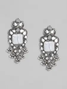 Sangria Silver-Plated Contemporary Drop Earrings