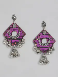 Sangria Silver-Plated Geometric Drop Earrings