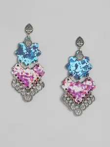 Sangria Silver-Plated Contemporary Drop Earrings