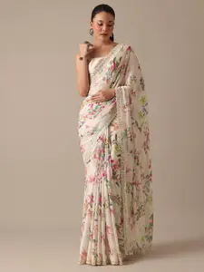 KALKI Fashion Floral Printed Embroidered Saree