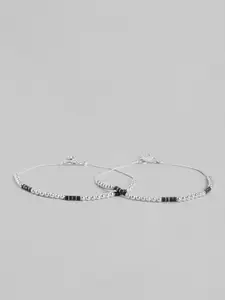 Sangria Set of 2 Silver-Plated Anklets