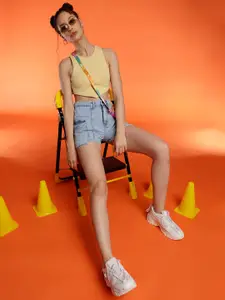 Belliskey Women Mid-Rise Denim Shorts