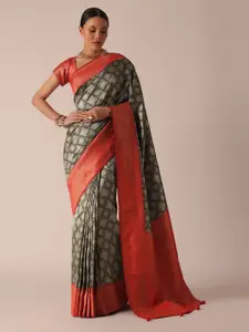 KALKI Fashion Ethnic Motifs Woven Design Zari Silk Brocade Saree