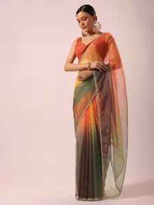 KALKI Fashion Colourblocked Embroidered Detailed Organza Saree