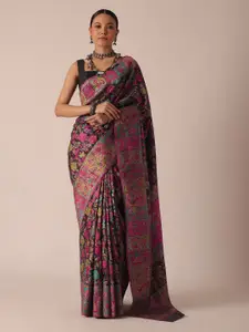 KALKI Fashion Floral Printed Thread Work Silk Cotton Saree