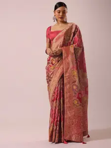 KALKI Fashion Ethnic Motifs Woven Design Zari Satin Saree