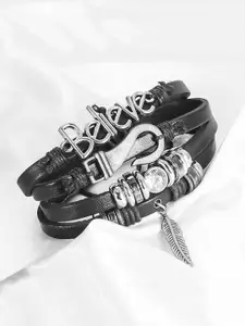 MEENAZ Men Leather Multistrand Bracelet