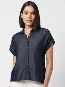 Van Heusen Woman Self Design Extended Sleeves Casual Shirt