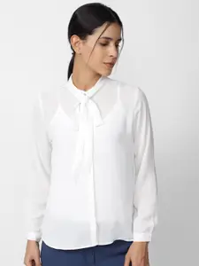 Van Heusen Woman Tie-Up Band Collar Formal Shirt