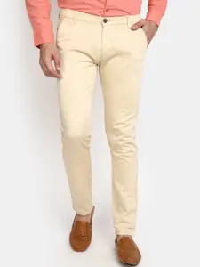 V-Mart Men Slim Fit Mid-Rise Plain Cotton Chinos Trousers