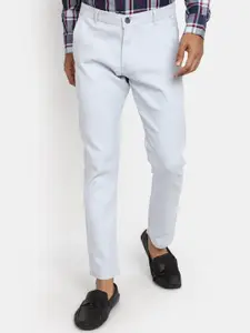 V-Mart Men Mid-Rise Plain Dobby Cotton Regular Trousers