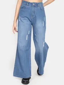 V-Mart Women High-Rise Light Fade Wide Leg Cotton Jeans