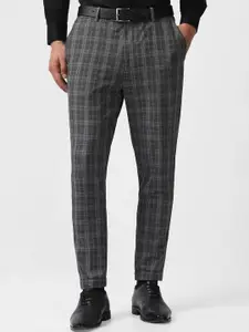 Van Heusen Men Checked Mid Rise Formal Trousers