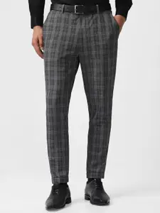 Van Heusen Men Checked Mid Rise Formal Trousers