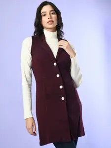 BAESD Sleeveless Longline Button Shrug