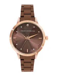 French Connection Women Embellished Dial & Bracelet Style Straps Analogue Watch FCN00078C