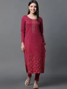AURELIA Ethnic Motifs Embroidered Regular Kurta