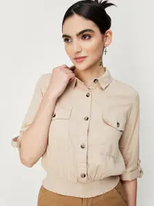 max Cotton Roll-Up Sleeves Shirt Style Top