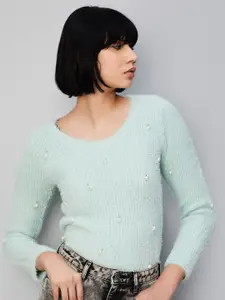 max Open Knit Embellished Pullover