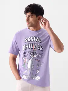 The Souled Store Lavender Looney Tunes Printed Cotton Relaxed Fit T-shirt