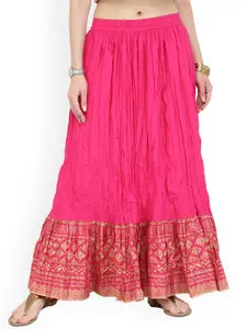 Varanga Geometric Printed Flared Pure Cotton Maxi Skirt