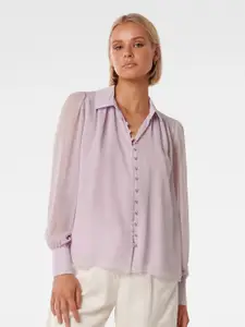 Forever New Cuffed Sleeves Crepe Shirt Style Top