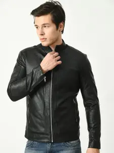 TBOJ Mock Collar Lightweight Anti Odour Leather Jacket