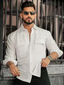 Maniac Classic Opaque Striped Cotton Oversized Casual Shirt