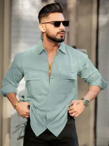 Maniac Classic Opaque Striped Cotton Oversized Casual Shirt