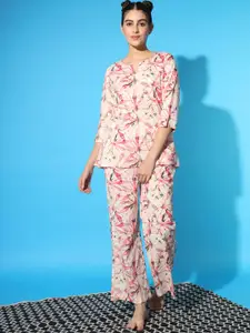ETC Floral Printed Pure Cotton Night suit