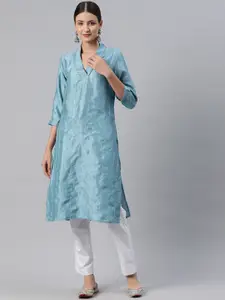 Readiprint Women Embroidered Sequinned Floral Kurta