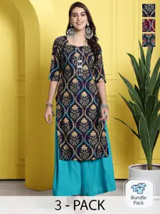 7Threads Selection Of 3 Ethnic Motifs Printed Straight Kurta