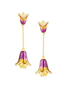 GIVA Gold-Plated Contemporary Zircon Studded 925 Sterling Silver Drop Earrings