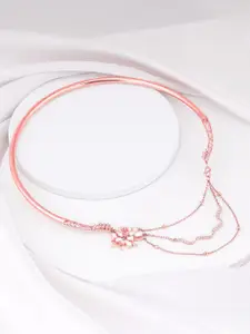 GIVA Sterling Silver Rose Gold-Plated Cubic Zirconia Stone Studded Necklace