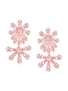 GIVA Rose Gold-Plated Contemporary Zircon Studded 925 Sterling Silver Drop Earrings