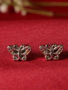 Zeraki Jewels Butterfly American Diamond Studded Stud Earrings