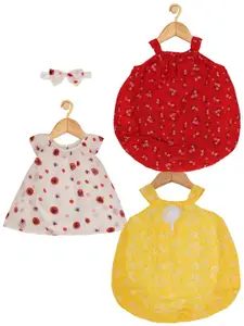 Creative Kids Infant Girls Pack Of 3 Floral Printed Romper Dresses