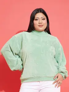 SASSAFRAS Curve Plus Size Embellished Sweatshirt
