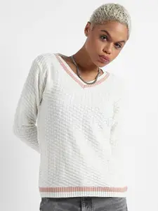 Campus Sutra Cable Knit Pullover Sweater