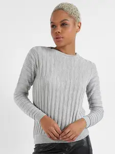 Campus Sutra Ribbed Acrylic Pullover Sweater